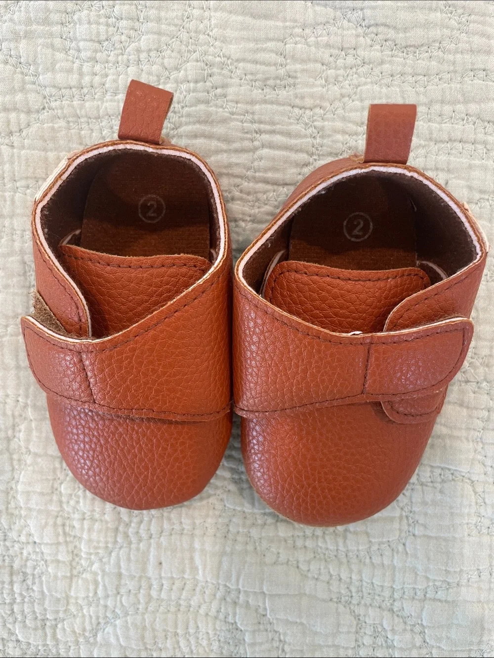Baby Velcro Moccasin Shoes in Rust Brown